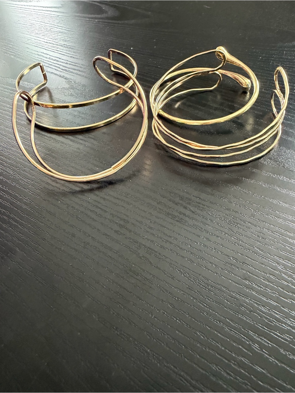 Gold-Tone Wire Cuff Bracelet - Elegant Layered Design